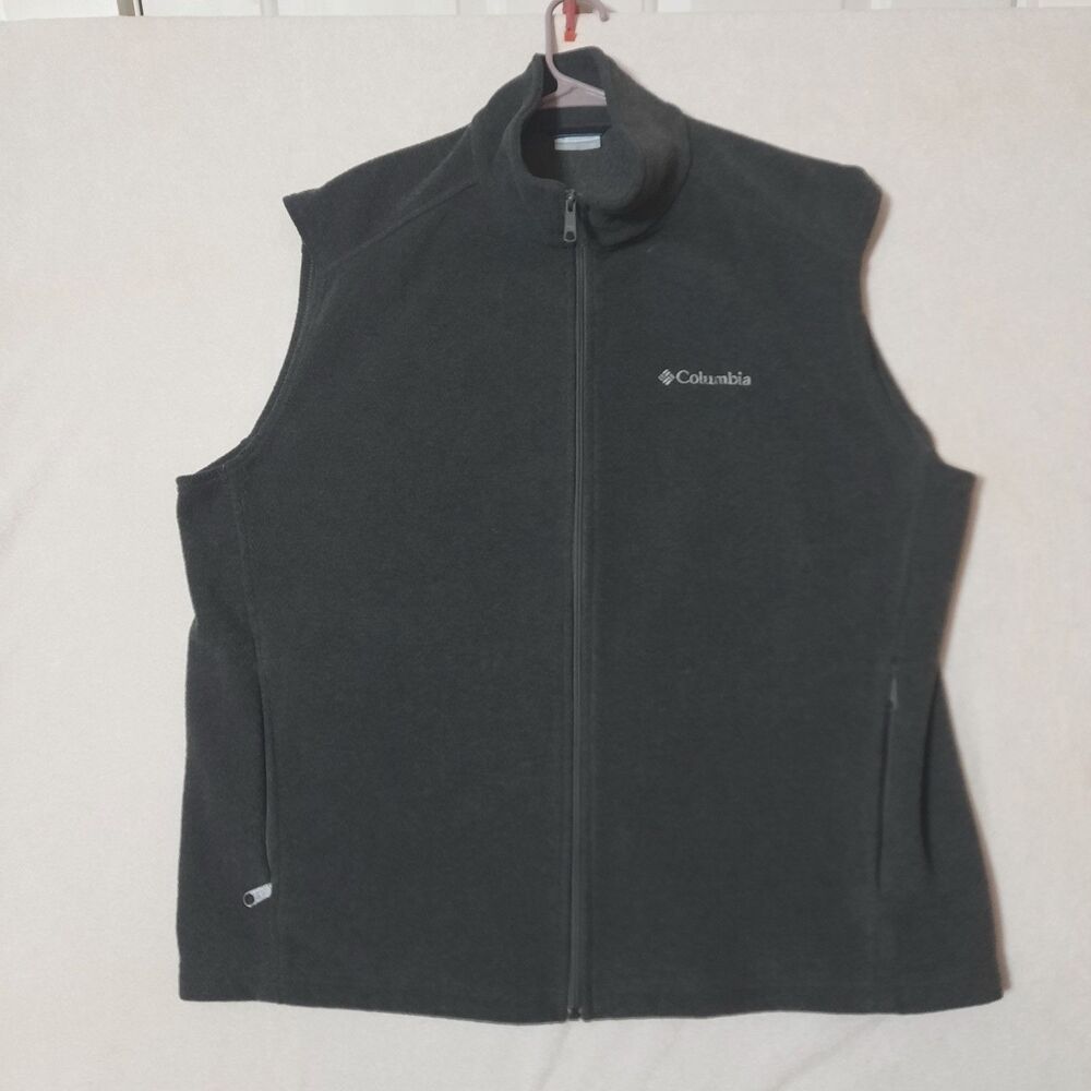 Columbia Men’s Steens Mountain Fleece Vest XL Charcoal Gray Full Zip EUC
